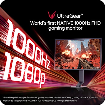 UltraGear G5, pierwszy na świecie monitor gamingowy z natywnym odświeżaniem 1000 Hz FHD 1080p (25G590B)