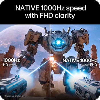 Wyświetlacz gamingowy 1000 Hz FHD zapewniający szybszą rozgrywkę i lepszą czystość obrazu niż wyświetlacz 1000 Hz HD