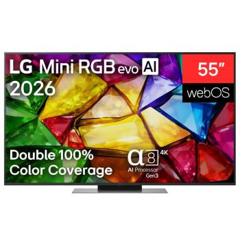 Front view of 55-calowy LG Mini RGB evo AI MRGB86 4K Smart TV 2026 55MRGB86B6A