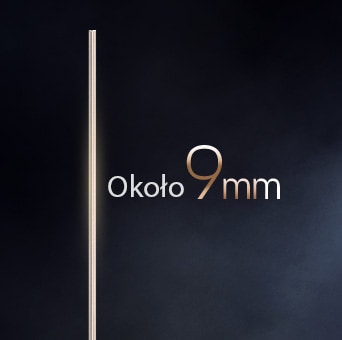 LG OLED evo AI W6 Wallpaper TV z konstrukcją Wallpaper o grubości około 9 mm podkreśla swój ultracienki profil boczny na ciemnym tle, eksponując bezproblemową integrację z przestrzenią dzięki wyjątkowo smukłej formie.