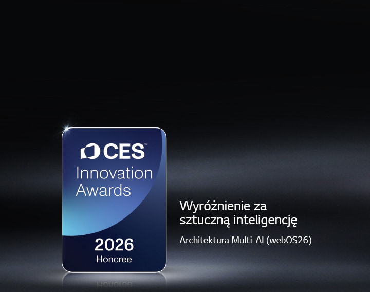 Odznaka Honoree CES Innovation Awards 2026 pokazana na ciemnym tle. Architektura Multi-AI została wyróżniona w kategorii Sztuczna Inteligencja.