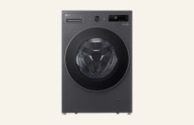 LG front load washing machine WFN2010BST in graphite black design featuring AI DD technology for smart and gentle washing