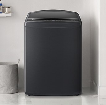 LG Top Load washer showing water flow in drum.