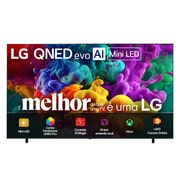 Vista frontal de Smart TV LG QNED evo Mini LED AI 4K QNED85 100 polegadas 2026 100QNED85BS