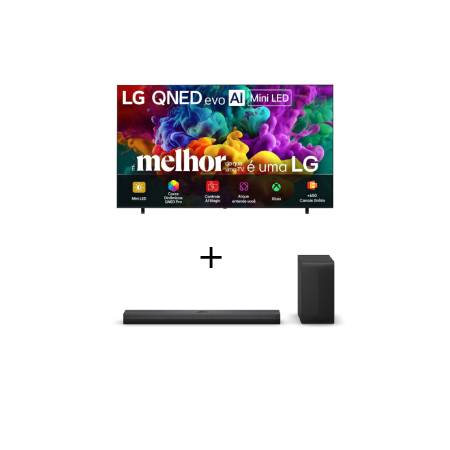 Smart TV LG QNED evo Mini LED AI 4K QNED85 100 polegadas 2026+Soundbar LG S70TY Dolby Atmos com configuração de canais 3.1.1 e 400W RMS - 100QNED85.S70TY