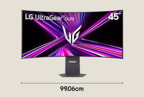 Configuração de um único monitor de jogos ultrawide 5K2K de 45 polegadas para jogabilidade de exploração imersiva com 99,06 cm de largura de secretária