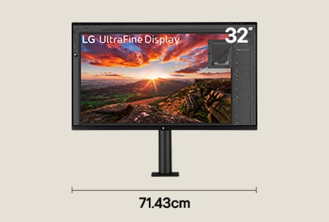 Configuração de monitor único de 32 polegadas UHD para fluxo de trabalho de programação e desenvolvimento com 71,43 cm de largura de secretária