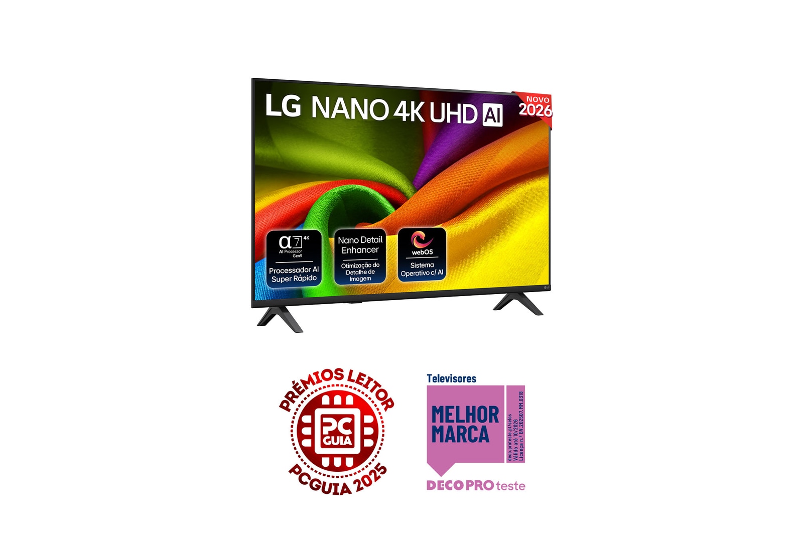 Vista frontal de LG NANO 4K UHD AI NU85 Smart TV 2026 de 43 polegadas 43NU850B6LA