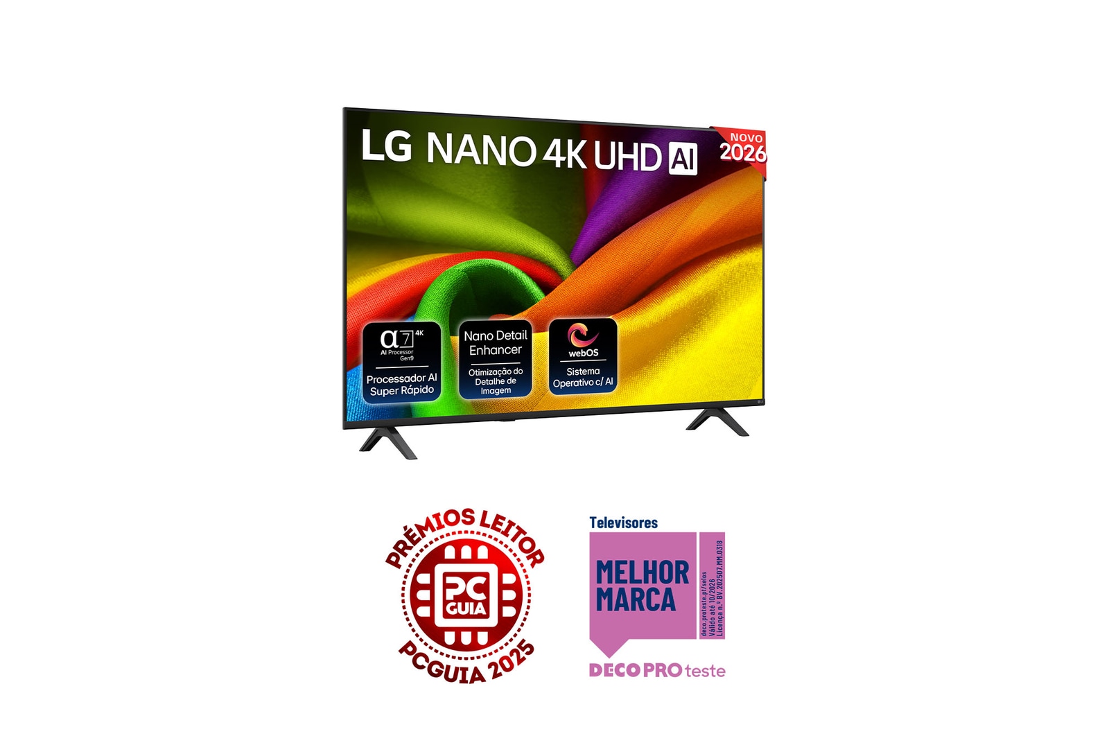 Vista frontal de LG NANO 4K UHD AI NU85 Smart TV 2026 de 55 polegadas 55NU850B6LA