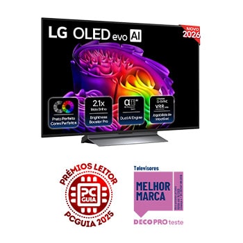 Vista frontal de LG OLED evo AI G6 4K Smart TV 2026 de 48 polegadas OLED48G66LS
