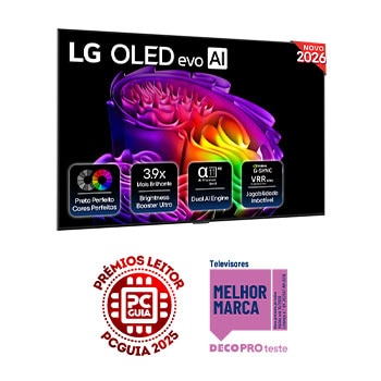 Vista frontal de LG OLED evo AI G6 4K Smart TV 2026 de 65 polegadas OLED65G64LW