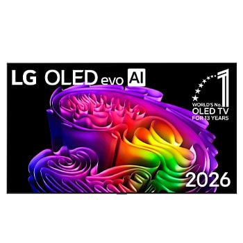Vista frontal de LG OLED evo AI G6 4K Smart TV 2026 de 97 polegadas OLED97G64LW