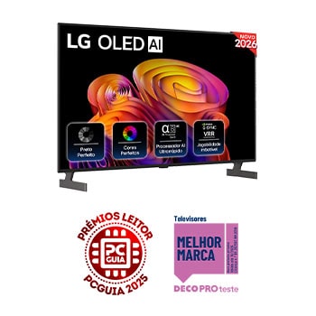 Vista frontal de LG OLED AI B6E 4K Smart TV 2026 de 48 polegadas OLED48B6ELC