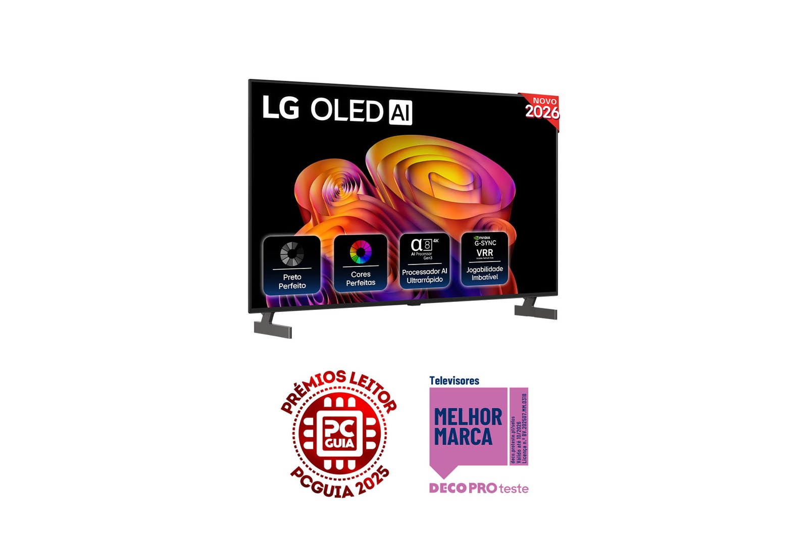 Vista frontal de LG OLED AI B6E 4K Smart TV 2026 de 55 polegadas OLED55B6ELC