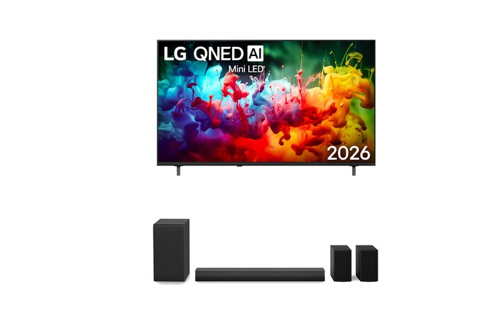 تلفزيون LG QNED AI QNED7E Mini LED 4K Smart TV 2026 الذكي مقاس 65 بوصة + مكبر صوت LG Soundbar S45TR للتلفزيون بنظام 4.1 قناة