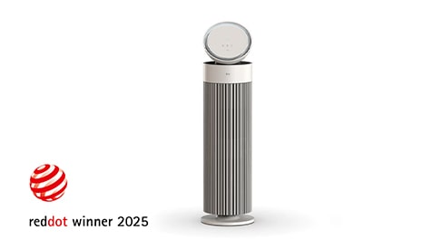 LG AeroBooster with Red Dot Award 2025 logo