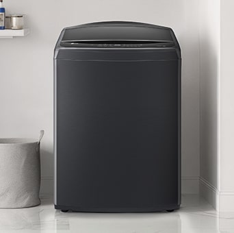 LG Top Load washer showing water flow in drum.