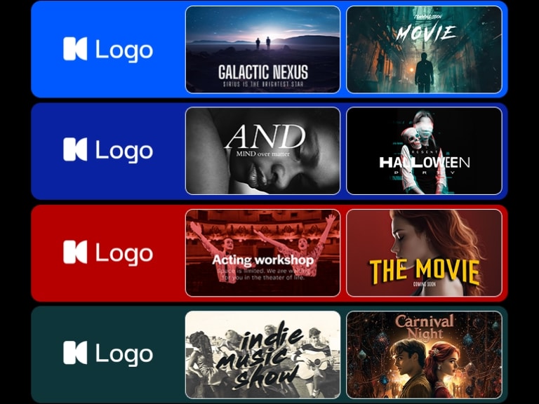 Four colored boxes featuring logos of popular streaming services with two TV show thumbnails each, illustrating a diverse selection of streaming content including shows, movies, and documentaries.