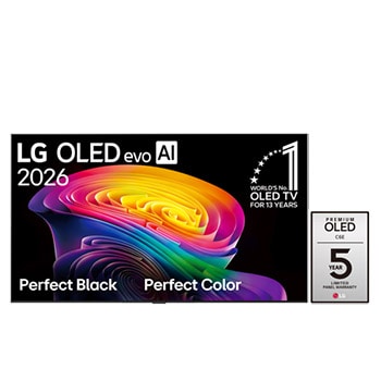 Front view of 65 inch LG OLED evo AI C6E 4K Smart TV 2026 OLED65C6ELB