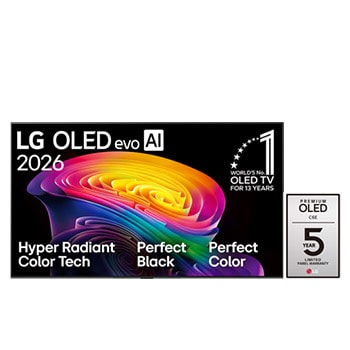Front view of 77 inch LG OLED evo AI C6E 4K Smart TV 2026 OLED77C6ELB