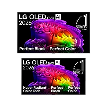 Front view of 97 inch LG OLED evo AI G6 4K Smart TV 2026 + 65 inch LG OLED evo AI G6 4K Smart TV 2026 OLED97G66LW.OLED65G