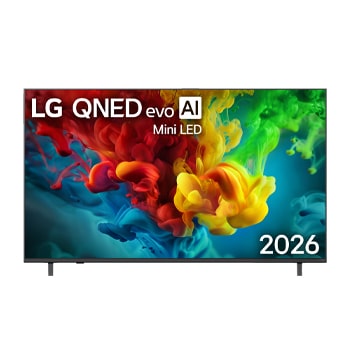 Front view of 65 inch LG QNED evo AI VRR 144Hz QNED84 Mini LED 4K Smart TV 2026 65QNED84B6T