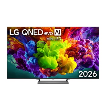 Front view of 75 inch LG QNED evo AI Mini LED QNED93 4K Smart TV 2026 75QNED93B6A