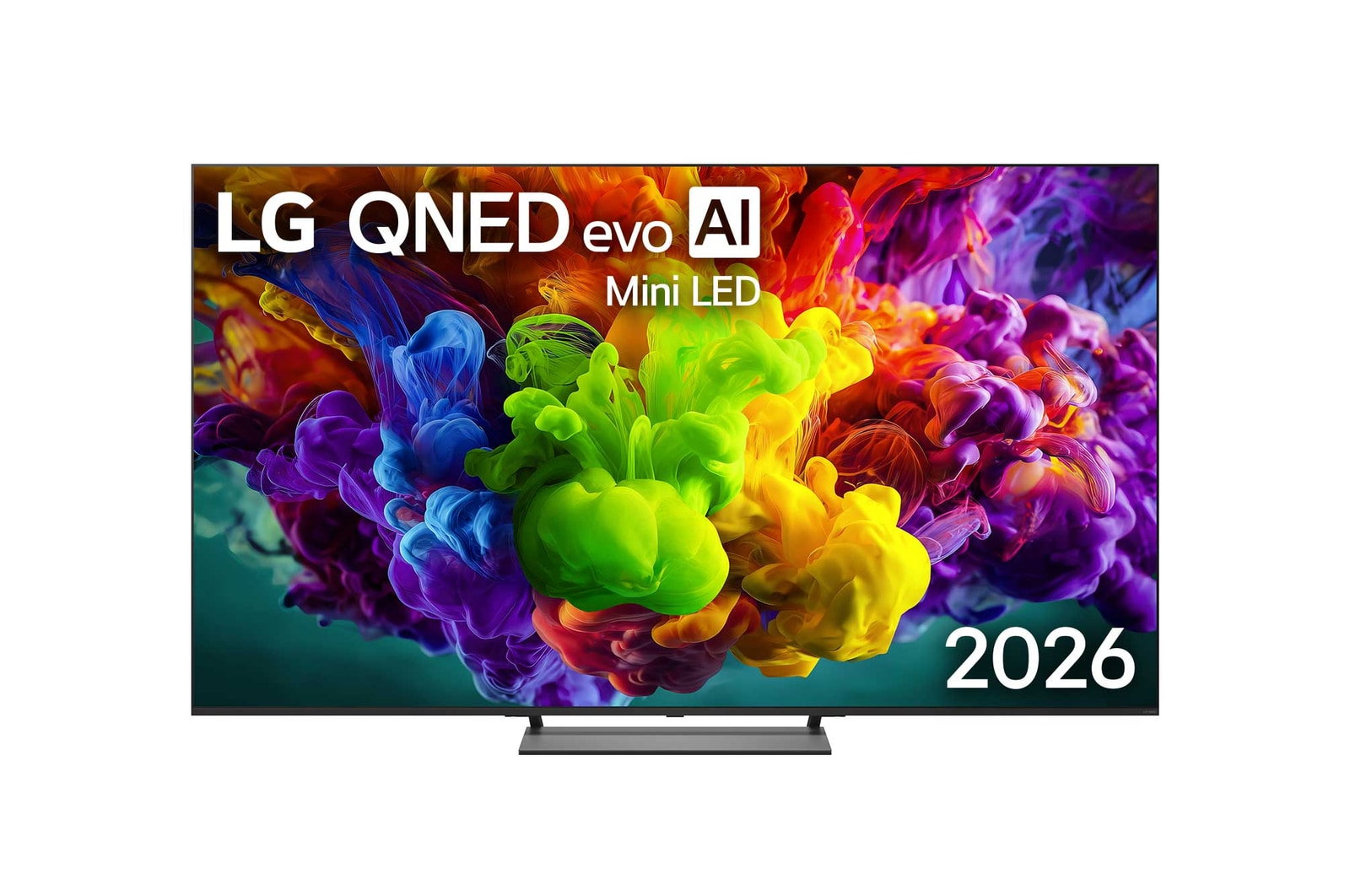 Front view of 85 inch LG QNED evo AI Mini LED QNED93 4K Smart TV 2026 85QNED93B6A