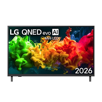 Vy framifrån av LG 43" QNED evo MiniLED QNED80 4K AI TV - 2026 43QNED80B6B