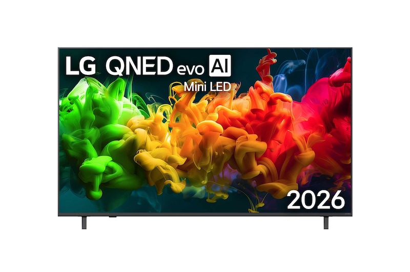 Vy framifrån av LG 65" QNED evo MiniLED QNED80 4K AI TV - 2026 65QNED80B6B