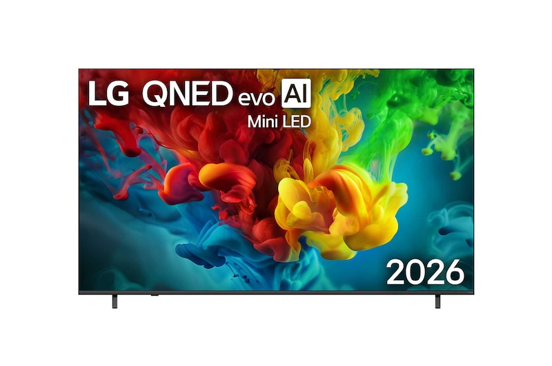 Vy framifrån av LG 85" QNED evo MiniLED QNED82 4K AI TV - 2026 85QNED82B6A