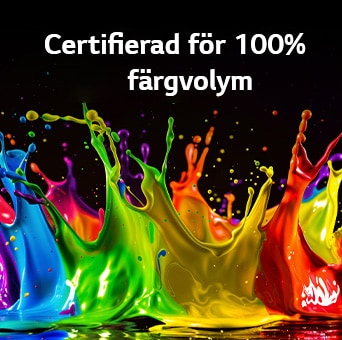 LG QNED evo AI QNED85 Mini LED med Dynamic QNED Color Pro fyller skärmen med intensiva, flytande skurar av mångfärgade, målarfärgsliknande rörelser som lyfter fram förbättrad färgintensitet certifierad för 100 % färgvolym.