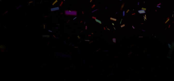 LG TV for sports is visualized with colorful confetti flying across a dark background, creating a dynamic and energetic atmosphere with vibrant motion and layered bursts of color.