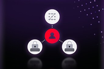 LG AI TV med LG Shield är erkänd för användarautentisering och åtkomstkontroll, illustrerat av anslutna användar- och låsikoner, där systemnivåskydd hanterar åtkomst och säkrar applikationsmiljöer.