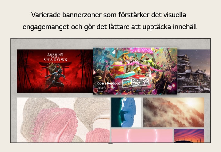 LG Gallery+ visar varierade bannerzoner för att höja det visuella engagemanget.