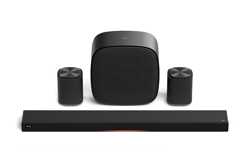 Front view of Sound Suite Immersive Suite 5 Pro (set) with 2 surround speakers & subwoofer (H7 + M5 2ea + W7) H7.W7M5001