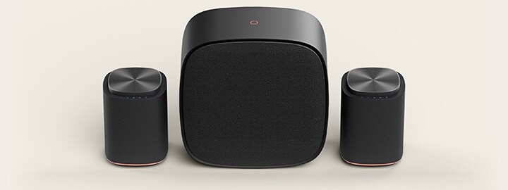 A pair of M7 speakers and a W7 subwoofer LG AI Stereo Suite