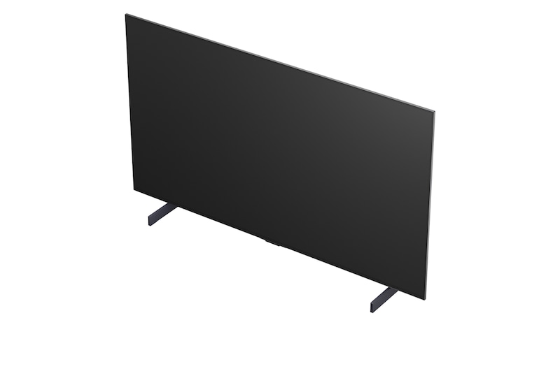 LG OLED evo AI C6 is wall-mounted in a styled living space, featuring an ultra-slim design with narrow bezels, and it displays a riverside cityscape at sunset on screen. 
