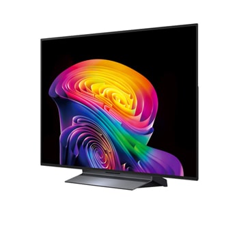 LG OLED evo C6 AI TV’s alpha 11 AI Processor 4K Gen3 glows in purple and blue light on a dark circuit board, highlighting the Dual AI Engine and delivering NPU up to x5.6 faster, CPU 50% faster, and GPU 70% stronger performance.
