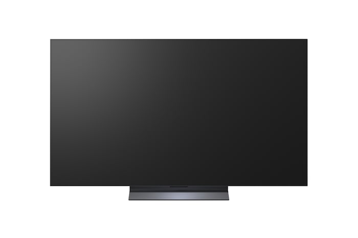 The front view of the LG OLED evo AI C6, released in 2026, displays an image of layered, multicolored forms, featuring Perfect Black & Perfect Color, along with the World’s No.1 OLED TV for 13 Years badge.