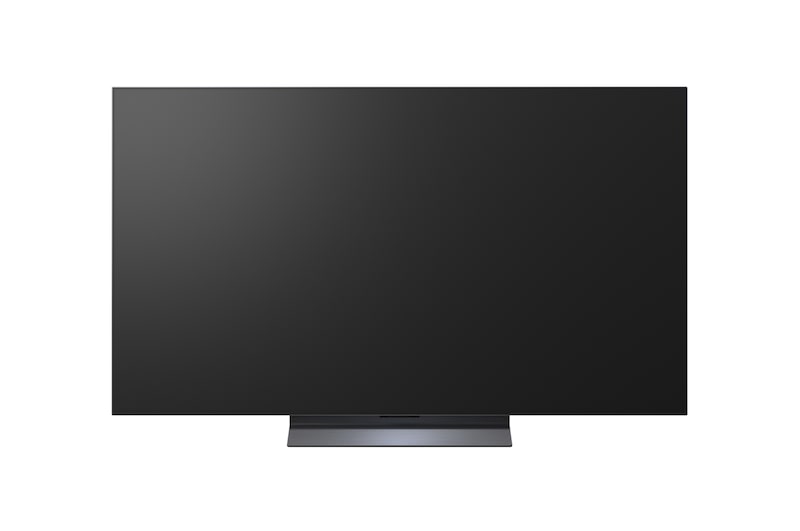 The front view of the LG OLED evo AI C6, released in 2026, displays an image of layered, multicolored forms, featuring Perfect Black & Perfect Color, along with the World’s No.1 OLED TV for 13 Years badge.