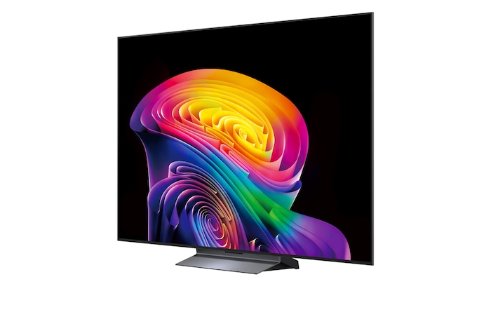 LG OLED evo C6 AI TV’s alpha 11 AI Processor 4K Gen3 glows in purple and blue light on a dark circuit board, highlighting the Dual AI Engine and delivering NPU up to x5.6 faster, CPU 50% faster, and GPU 70% stronger performance.