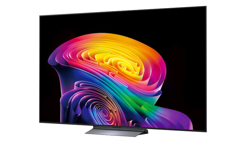 LG OLED evo C6 AI TV’s alpha 11 AI Processor 4K Gen3 glows in purple and blue light on a dark circuit board, highlighting the Dual AI Engine and delivering NPU up to x5.6 faster, CPU 50% faster, and GPU 70% stronger performance.