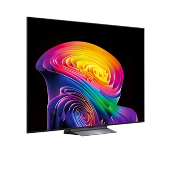 LG OLED evo AI C6 shown in front and side views highlights a 77-inch display with a 1711 mm-wide screen, an overall height of 982 mm, and an ultra-slim 47.1 mm depth without a stand.