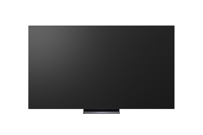 LG OLED evo AI C6 shown in front and side views highlights a 83-inch display with a 1842 mm-wide screen, an overall height of 1055 mm, and an ultra-slim 52.9 mm depth without a stand.
