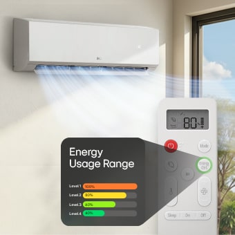 ภาพการควบคุมการใช้พลังงานผ่านรีโมตคอนโทรล ด้วยฟังก์ชัน Active Energy Control ของเครื่องปรับอากาศ LG