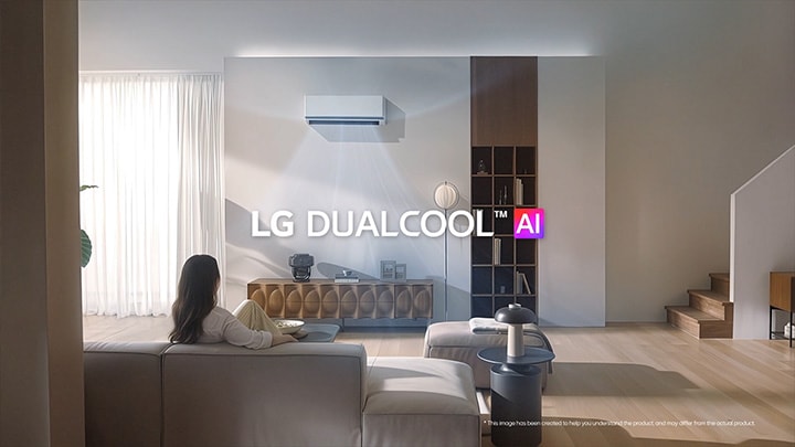 สัมผัสขีดสุดของความสบายด้วยเครื่องปรับอากาศ LG Dual Cool AI ที่มาพร้อมระบบการทำความเย็นอัจฉริยะที่ปรับตามสภาพพื้นที่ของคุณ	