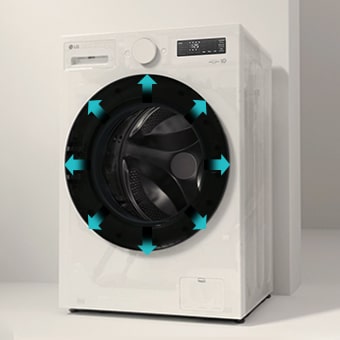 Çamaşır makinesinin daha geniş iç hacmini gösterir