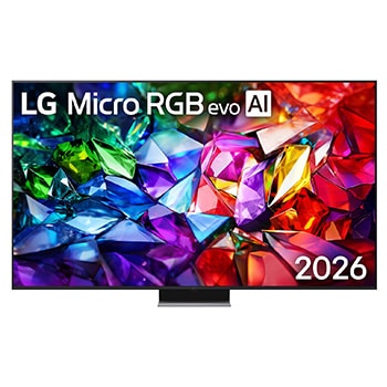 Front view of 86 inç LG Micro RGB evo AI MRGB 96 4K 165Hz VRR Smart TV Sihirli Kumanda webOS26 2026 86MRGB96B6B