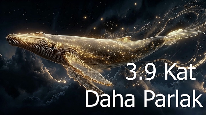 Parlaklık Artırıcı Ultra özelliğine sahip LG OLED evo AI G6, parlak partiküllerle çevrili bir balina silüetinin öne çıktığı karanlık bir sahneyi göstererek daha yüksek parlaklık ve daha net ayrıntılarla 3,9 kata kadar daha yüksek pik parlaklık sunuyor.